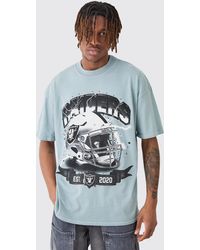 BoohooMAN - Nfl Raiders Extended Neck Washed Oversized License T-shirt - Lyst