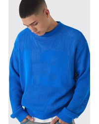 BoohooMAN - Oversized Open Stitch Homme 13 Knitted Sweater - Lyst