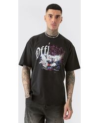 BoohooMAN - Tall Oversized Official Splice Print T-shirt In Black - Lyst