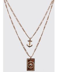 BoohooMAN Double Layer Necklace - Metallic