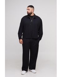 Boohoo - Plus Textured Jersey Oversized Boxy Shirt And Relaxed Trouser Set - Lyst