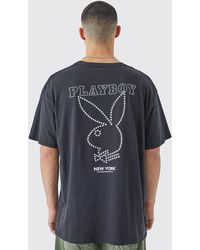 BoohooMAN - Oversized Playboy Rhinestone License T-shirt - Lyst