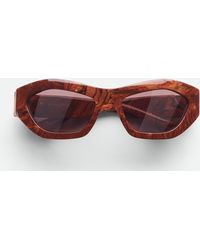 Bottega Veneta Sechseckige Angle Sonnenbrille - Rot