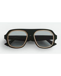 Bottega Veneta Rim Aviator Sunglasses - Black