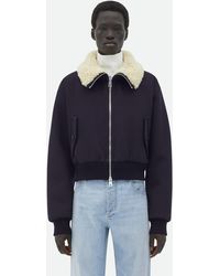 Bottega Veneta - Shearling Collar Cotton Blend Jacket - Lyst