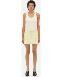 Bottega Veneta - Wash Denim Pleated Mini Skirt - Lyst