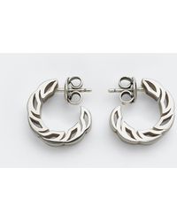 Bottega Veneta Cord Sterling Silver Hoop Earrings in White for Men Mens Earrings and ear cuffs Bottega Veneta Earrings and ear cuffs 