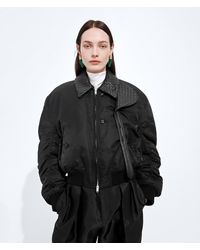 Bottega Veneta - Waterproof Satin Padded Jacket With Leather Collar - Lyst