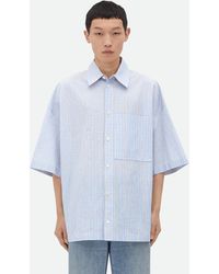 Bottega Veneta - Cotton Linen Check Overshirt With "Bv" Embroidery - Lyst