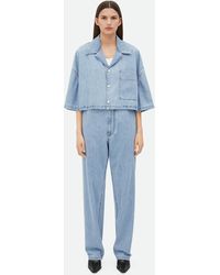 Bottega Veneta - Cropped Denim Shirt With Bowling Collar - Lyst
