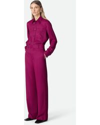 Bottega Veneta - Hose Aus Viskose Und Seidentwill - Lyst