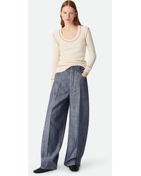 Bottega Veneta - Denim Jacquard Wide Leg Trousers - Lyst