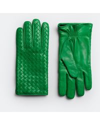 Bottega Veneta Handschuhe Aus Intrecciato Leder - Grün
