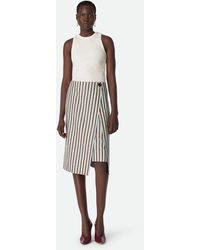 Bottega Veneta - Gestreifter Rock Aus Baumwolle Und Leinen - Lyst