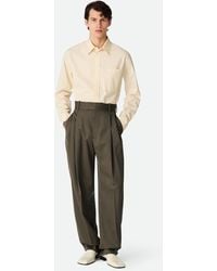 メンズ Bottega Veneta ウール サトル シェブロン シャツ グレー