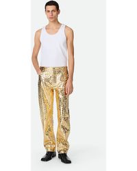 Bottega Veneta - Gerade Hose Aus Laminiertem Intrecciato Leder - Lyst