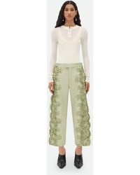 Bottega Veneta - Viscose Cropped Pants With Lace Embroidery - Lyst