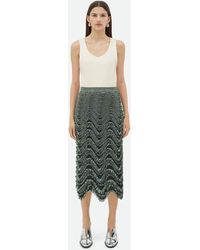 Bottega Veneta - Textured Viscose Skirt With Weaved Fringes - Lyst