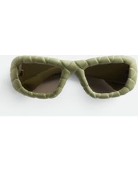 Bottega Veneta - Intrecciato Rectangular Sunglasses - Lyst