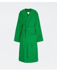 Peignoir en coton tissé Bottega Veneta en coloris Vert Femme Vêtements Vêtements de nuit Robes de chambre et peignoirs 
