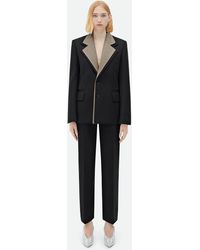 Bottega Veneta - Curved Sleeves Wool Jacket With Contrasting Collar - Lyst