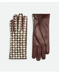 Bottega Veneta - Leather Bicolor Intrecciato Gloves - Lyst