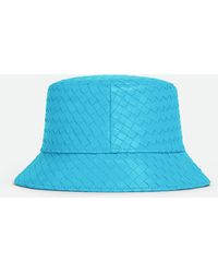 Bottega Veneta Intrecciato Leather Bucket Hat - Blue