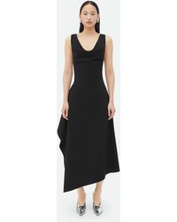 Bottega Veneta - Stretch Cotton Asymmetric Midi Dress - Lyst