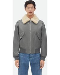Bottega Veneta - Leather Jacket With Shearling Collar - Lyst