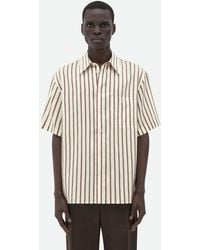 Bottega Veneta - Short-Sleeved Silk Bicolor Striped Shirt - Lyst