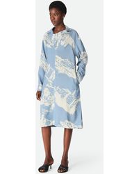Bottega Veneta - Seidenkleid Mit Italienischer Postkarte - Lyst