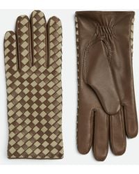 Bottega Veneta - Intrecciato Leather And Suede Gloves - Lyst