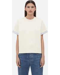 Bottega Veneta - Double Layer Cotton Check T-Shirt - Lyst
