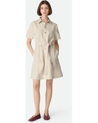 Bottega Veneta - Kleid Aus Baumwolle Und Leinen - Lyst