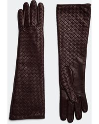 Bottega Veneta Midi Handschuhe Aus Intrecciato Leder - Braun