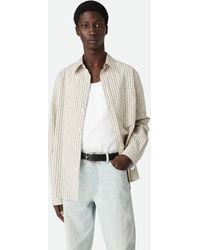 Bottega Veneta - Gestreiftes Hemd Aus Baumwolle Und Leinen - Lyst