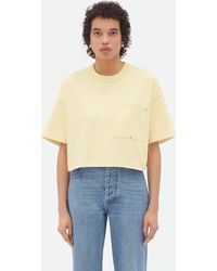 Bottega Veneta - T-shirt Crop In Jersey Con Tasca A V - Lyst