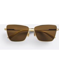 Bottega Veneta - Classic Metal Square Sunglasses - Lyst