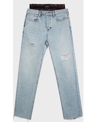 T By Alexander Wang Rival Distressed Straight-leg Jeans - Blue