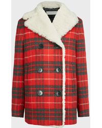 Golden Goose Deluxe Brand Alida Checked Peacoat - Red