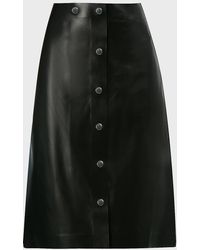 Victoria Beckham Button-detailed Leather Midi Skirt - Black