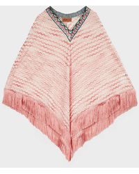 Missoni V-neck Fringed Short Kaftan - Pink