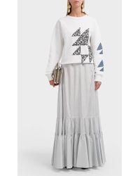 CALVIN KLEIN 205W39NYC Pinstripe Silk Maxi Skirt - Gray