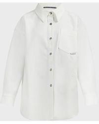 longline white denim jacket