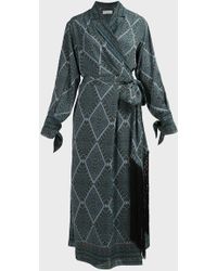 Amanda Wakeley Paisley-print Wrap Silk Dress - Blue