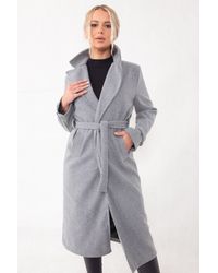 Boutique Store Grey Collared Belted Longline Coat