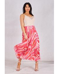 Boutique Store - Pink Pleated Maxi Skirt With Elasticated Waistband - Lyst