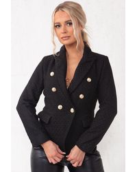 Boutique Store Black Boucle Button Front Fitted Blazer