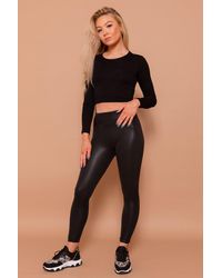 Boutique Store Black Wet Look High Waisted Skinny Leggings