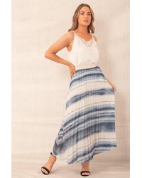 Boutique Store - Blue Printed Pleated Maxi Skirt With Elasticated Waistband - Lyst